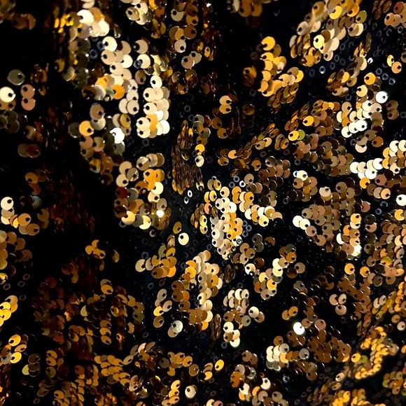 Black and Gold Sequin Strapless Dress - Picture 4 of 4